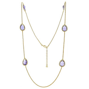 LOREDANA 3 - Together with its earrings and  bracelet, this wonderful necklace, made of 
light gold and tanzanite stone, completes this delicate set. - A.Z. Bigiotterie