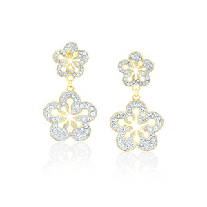 DAISY - A daisy earring full of harmony and refinement in light gold and rodhium with crystals. - A.Z. Bigiotterie