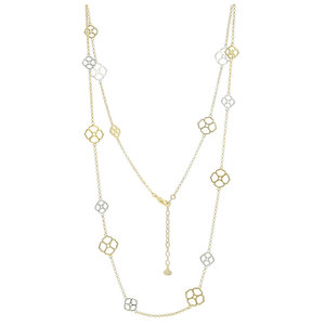 FLOWER - Necklace with floral pendants in light gold and rodhium, ideal for romantic outfits. - A.Z. Bigiotterie