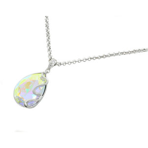 AURORA 2 - Collana realizzata in rodio con cristallo, goccia color aurora boreale, perfetta da indossare con gli orecchini AURORA per completare il look. - A.Z. Bigiotterie